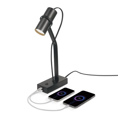 16" MRDK By Globe Series.01 Desk Lamp With Combined USB Port And USB-C Port Matte Black Shade (Includes LED Light Bulb) - Globe Electric 5 16" MRDK By Globe Series.01 Desk Lamp With Combined USB Port And USB-C Port Matte Black Shade (Includes LED Light Bulb) - Globe Electric - Image 3