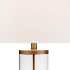 360 Lighting Coastal Table Lamp 26" High Glass Cylinder Gold Fillable White Drum Shade For Living Room Family Bedroom Bedside Nightstand -Adesso Shop GUEST 00670d5f 1b82 471c 8987 9a44737f83fe