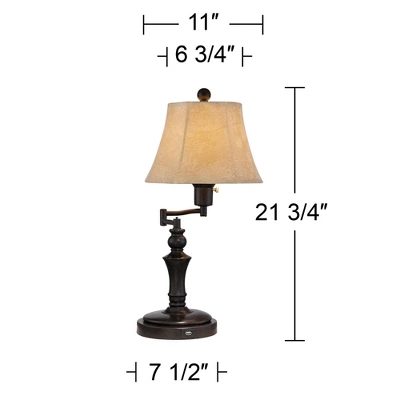 Regency Hill Traditional Desk Table Lamp Swing Arm With Hotel Style USB Charging Port 21.75" High Bronze Metal Faux Leather Bell Shade For Bedroom 9 Regency Hill Traditional Desk Table Lamp Swing Arm With Hotel Style USB Charging Port 21.75" High Bronze Metal Faux Leather Bell Shade For Bedroom - Image 7