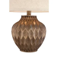 360 Lighting Buckhead Modern Accent Table Lamp 22" High Warm Bronze Brown Geometric Fabric Drum Shade For Bedroom Living Room Bedside Nightstand -Adesso Shop GUEST 017a5588 b241 459f 9359 e33c40620938