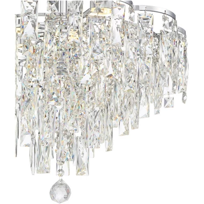 Vienna Full Spectrum Villette Chrome Chandelier 27 1/2" Wide Modern Cascade Crystal 6-Light LED Fixture For Dining Room Foyer Kitchen Island Entryway 5 Vienna Full Spectrum Villette Chrome Chandelier 27 1/2" Wide Modern Cascade Crystal 6-Light LED Fixture For Dining Room Foyer Kitchen Island Entryway - Image 3