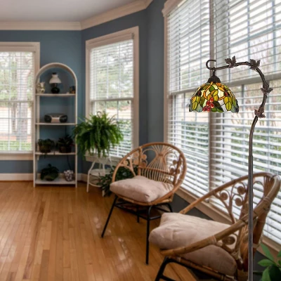 61" Metal Floor Lamp With Hand Cut Glass Tiffany Shade Dark Bronze - Cal Lighting 4 61" Metal Floor Lamp With Hand Cut Glass Tiffany Shade Dark Bronze - Cal Lighting - Image 2