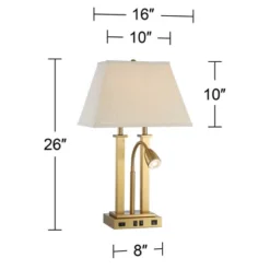 Possini Euro Design Possini Euro Deacon Brass Gooseneck Lamps With USB Port And Outlet Set Of 2 -Adesso Shop GUEST 02c03453 9930 4726 af21 ec94b7937eb0