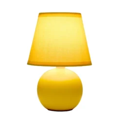 8.66" Petite Ceramic Orb Base Bedside Table Desk Lamp With Matching Tapered Drum Fabric Shade Yellow - Creekwood Home -Adesso Shop GUEST 040a0770 572d 422a b36d 0a6d25c743e2