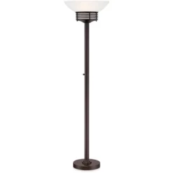 Possini Euro Design Light Blaster Modern Torchiere Floor Lamp 72 1/2" Tall Warm Bronze LED White Frosted Glass Bowl Shade For Living Room Bedroom Home -Adesso Shop GUEST 044fa56b bd09 4af5 a6cf 06424a08986e