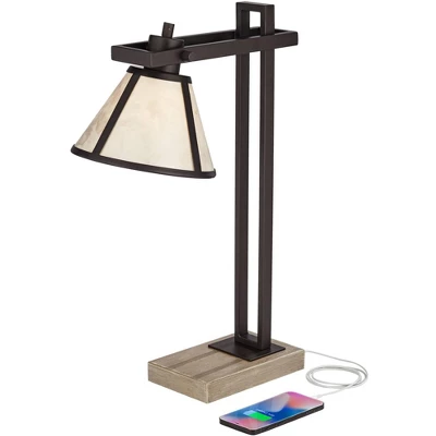 Franklin Iron Works Maricopa Rustic Farmhouse Desk Lamp 21 1/4" High Bronze Metal With USB And AC Power Outlet Mica Shade For Bedroom Living Room Home 4 Franklin Iron Works Maricopa Rustic Farmhouse Desk Lamp 21 1/4" High Bronze Metal With USB And AC Power Outlet Mica Shade For Bedroom Living Room Home - Image 2