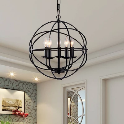18" X 18" X 14" 5-Light Meila Chandelier Black - Warehouse Of Tiffany 3 18" X 18" X 14" 5-Light Meila Chandelier Black - Warehouse Of Tiffany