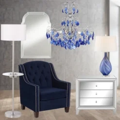 Vienna Full Spectrum Alpine Chrome Chandelier 26" Wide French Blue Crystal 6-Light Fixture For Dining Room House Foyer Kitchen Island Entryway Bedroom -Adesso Shop GUEST 0821f18e 5bcb 4a44 b2b0 9d10af96b9ab