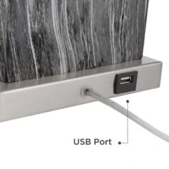 360 Lighting Connie Modern Table Lamps Set Of 2 25" High Black Faux Marble With USB Charging Ports White Rectangular Shade For Living Room House Desk -Adesso Shop GUEST 09c8e827 37a6 4c3e 8b46 975d23a28f75