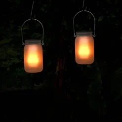 Set Of 2 Outdoor Solar Powered Pathway Lantern With Flickering LED Light Jars - Alpine Corporation -Adesso Shop GUEST 0b0e67ec 1f48 4fc1 995a 61dcaea24dae