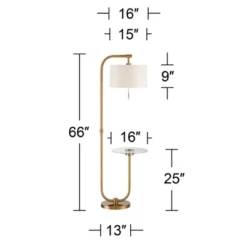 Possini Euro Design Volta Modern Floor Lamp With Tray Table 66" Tall Brass USB Charging Port White Drum Shade For Living Room Bedroom Office House -Adesso Shop GUEST 0b51f10c f28d 4873 a815 588c573b8b5f