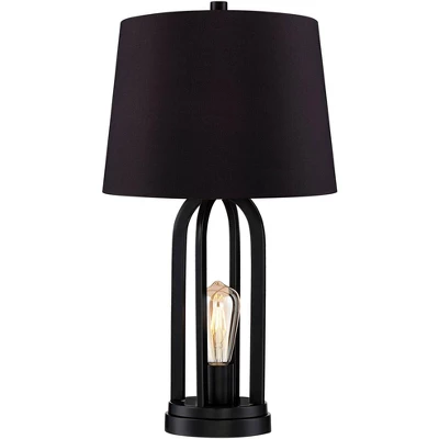 360 Lighting Marcel Industrial Table Lamps 24 1/4" High Set Of 2 With USB Charging Port And Nightlight LED Black Drum Shade For Bedroom Bedside Desk 8 360 Lighting Marcel Industrial Table Lamps 24 1/4" High Set Of 2 With USB Charging Port And Nightlight LED Black Drum Shade For Bedroom Bedside Desk - Image 6