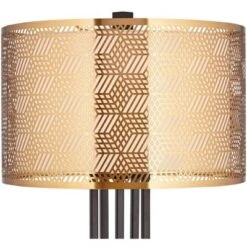 Possini Euro Design Deborah Modern Mid Century Table Lamp 30" Tall Black With USB Charging Port Gold Metal Double Drum Shades For Living Room Desk -Adesso Shop GUEST 0be02fcd 9863 4755 acd7 6234efbb2431