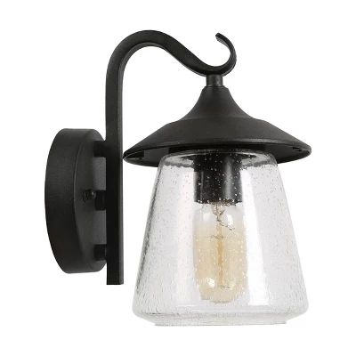 9.8" Metal/Glass Outdoor Lamp Black - LNC 8 9.8" Metal/Glass Outdoor Lamp Black - LNC - Image 6