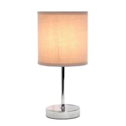11.81" Traditional Petite Metal Stick Bedside Table Desk Lamp In Chrome With Fabric Shade Gray - Creekwood Home 12 11.81" Traditional Petite Metal Stick Bedside Table Desk Lamp In Chrome With Fabric Shade Gray - Creekwood Home -Adesso Shop GUEST 0d235063 4c94 41e2 96f2 e7118f716857
