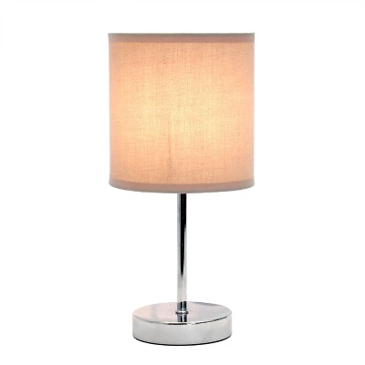 11.81" Traditional Petite Metal Stick Bedside Table Desk Lamp In Chrome With Fabric Shade Gray - Creekwood Home 7 11.81" Traditional Petite Metal Stick Bedside Table Desk Lamp In Chrome With Fabric Shade Gray - Creekwood Home - Image 5