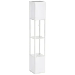 HOMCOM Modern Floor Lamp With Shelves & Dual Ambient Lighting, Tall Standing Lamp For Living Room, Bedroom, Fabric Lampshade, White 9 HOMCOM Modern Floor Lamp With Shelves & Dual Ambient Lighting, Tall Standing Lamp For Living Room, Bedroom, Fabric Lampshade, White -Adesso Shop GUEST 0d802238 9b96 497e b701 e339a15525fd