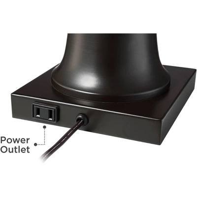 Regency Hill Hadley Modern Table Lamps Set Of 2 26" High Bronze With AC Power Outlet Light Brown Drum Shade For Bedroom Living Room Bedside House Desk 6 Regency Hill Hadley Modern Table Lamps Set Of 2 26" High Bronze With AC Power Outlet Light Brown Drum Shade For Bedroom Living Room Bedside House Desk - Image 4