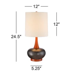 360 Lighting Andi Modern Mid Century Table Lamps 24 1/2" High Set Of 2 Hammered Brown Ceramic Red Oak Off White Shade For Bedroom Living Room Desk -Adesso Shop GUEST 0e090999 2666 47f8 ae2a 475cc0529a0c
