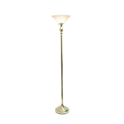 1-Light Torchiere Floor Lamp With Marbleized Glass Shade Gold - Lalia Home 3 1-Light Torchiere Floor Lamp With Marbleized Glass Shade Gold - Lalia Home