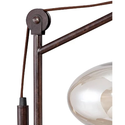 Franklin Iron Works Modern Industrial Desk Lamp 29" Tall With USB Charging Port Bronze Metal Cognac Glass Shade For Bedroom Living Room House Bedside 5 Franklin Iron Works Modern Industrial Desk Lamp 29" Tall With USB Charging Port Bronze Metal Cognac Glass Shade For Bedroom Living Room House Bedside - Image 3