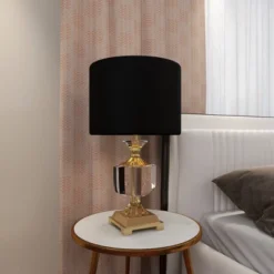 Crystal Table Lamp With Drum Shade Gold - Olivia & May -Adesso Shop GUEST 105bd525 980e 4922 b511 b81ed9106e1f