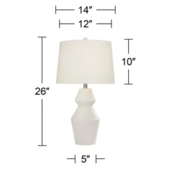 360 Lighting Modern Table Lamps 26" High Set Of 2 White Gourd Fabric Tapered Drum Shade For Bedroom Living Room House Home Bedside Nightstand Office -Adesso Shop GUEST 10b791ab fe56 407f a701 dd9eee1b1ed2