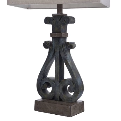 Brampton Open Scroll Design Table Lamp With Rectangle Shade Blue - StyleCraft 4 Brampton Open Scroll Design Table Lamp With Rectangle Shade Blue - StyleCraft - Image 2