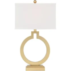360 Lighting Modern Table Lamps 28 1/2" Tall Set Of 2 With USB Charging Port Brushed Gold Open Ring White Shade For Bedroom Living Room House Bedside -Adesso Shop GUEST 119779f3 0115 4b8a b2db ae0aa4fd66b4