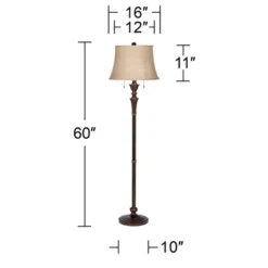 Regency Hill Brooke Rustic Vintage Retro Floor Lamp Standing 60" Tall Rich Bronze Copper Burlap Bell Shade For Living Room Bedroom Office House Home -Adesso Shop GUEST 133795e2 1c95 4258 8177 6984940fd98b