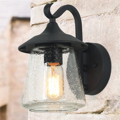 9.8" Metal/Glass Outdoor Lamp Black - LNC 10 9.8" Metal/Glass Outdoor Lamp Black - LNC - Image 8