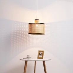 VidaLite - Nakuv Rattan And Velvet Pendant Light (Large) -Adesso Shop GUEST 13ecb64d b2c4 455a bad9 1764d45a5025