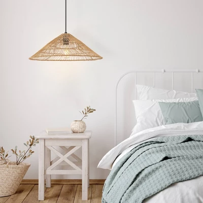 20.25" 1-Light Nova Farmhouse Coastal Rattan LED Pendant Brown - JONATHAN Y 9 20.25" 1-Light Nova Farmhouse Coastal Rattan LED Pendant Brown - JONATHAN Y - Image 7