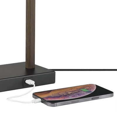 18" Nash Table Lamp With Faux Wood Arm Matte Black - Globe Electric 9 18" Nash Table Lamp With Faux Wood Arm Matte Black - Globe Electric - Image 7