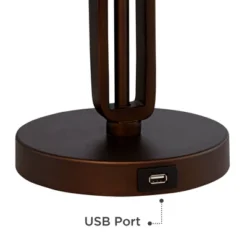 Franklin Iron Works Samuel Industrial Desk Lamp 20" High Rubbed Bronze With USB Charging Port Natural Mica Shade For Bedroom Living Room Bedside Desk -Adesso Shop GUEST 16c0ab13 6345 4c5b ba91 d1157246bee9