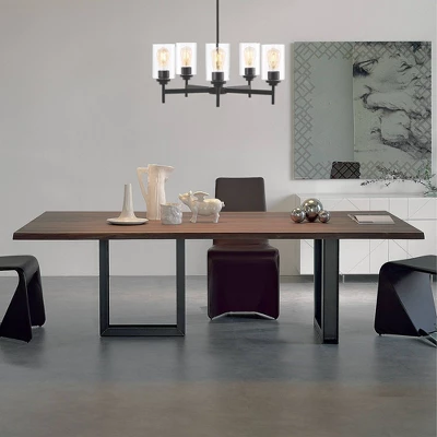 24" LED 5-Light Orpheus Industrial Iron Cylinder Chandelier Oil Rubbed Bronze/Clear - JONATHAN Y 5 24" LED 5-Light Orpheus Industrial Iron Cylinder Chandelier Oil Rubbed Bronze/Clear - JONATHAN Y - Image 3