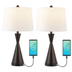 (Set Of 2) 26" Colton Classic French Country Iron LED Table Lamp With USB Charging Port (Includes LED Light Bulb) - JONATHAN Y -Adesso Shop GUEST 17c3dfa8 6961 47db 96df 585baf96f0f2
