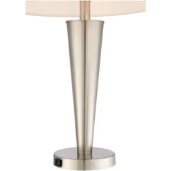 360 Lighting Geoff Modern Table Lamps 26" High Set Of 2 Brushed Nickel With USB Charging Port Table Top Dimmers White Drum Shade For Living Room Desk -Adesso Shop GUEST 195b0ad6 9339 412c a29c fdbf459503d0