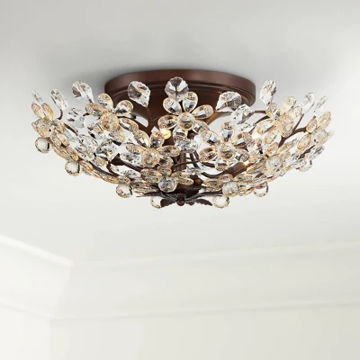 Vienna Full Spectrum Blooms Vintage Ceiling Light Semi Flush Mount Fixture 21" Wide Weathered Brown 5-Light For Bedroom Kitchen Living Room Hallway 3 Vienna Full Spectrum Blooms Vintage Ceiling Light Semi Flush Mount Fixture 21" Wide Weathered Brown 5-Light For Bedroom Kitchen Living Room Hallway