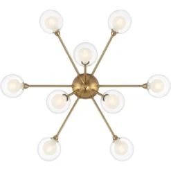Possini Euro Design Spheres Modern Ceiling Light Flush Mount Fixture 28" Wide Warm Brass 9-Light LED Clear Globe Glass For Bedroom Kitchen Living Room -Adesso Shop GUEST 1a528675 684f 46e4 81d5 bf4b25c5aa5e