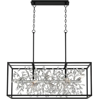 Possini Euro Design Carrine Black Silver Linear Pendant Chandelier 38 1/2" Wide Modern Clear Crystal 8-Light Fixture For Dining Room Kitchen Island 8 Possini Euro Design Carrine Black Silver Linear Pendant Chandelier 38 1/2" Wide Modern Clear Crystal 8-Light Fixture For Dining Room Kitchen Island - Image 6