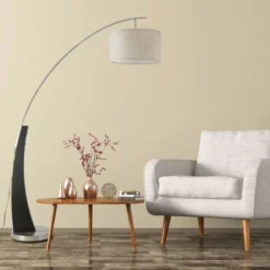 FC Design 71.5" Tall Drum Shade Arched Floor Lamp With Unique Black Wood Pole And Metal Base -Adesso Shop GUEST 1b6d3959 36c5 452e 8be0 22e9daaeafcf