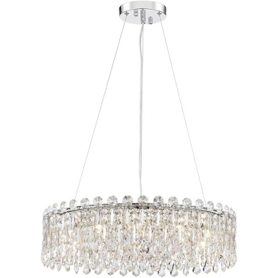 Possini Euro Design Alyssa Chrome Drum Chandelier 23 1/2" Wide Modern Crystal 12-Light LED Fixture For Dining Room Kitchen Island Entryway Bedroom 6 Possini Euro Design Alyssa Chrome Drum Chandelier 23 1/2" Wide Modern Crystal 12-Light LED Fixture For Dining Room Kitchen Island Entryway Bedroom - Image 4