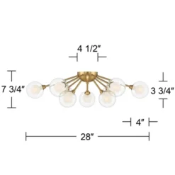 Possini Euro Design Spheres Modern Ceiling Light Flush Mount Fixture 28" Wide Warm Brass 9-Light LED Clear Globe Glass For Bedroom Kitchen Living Room -Adesso Shop GUEST 1e516137 2e1f 4f08 b35c 4767dc223858