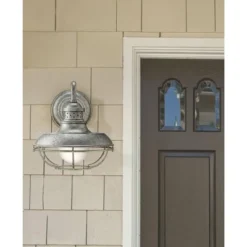 Franklin Iron Works Rustic Industrial Farmhouse Vintage Outdoor Barn Light Fixture Galvanized Steel Open Cage 13" White Glass Orb For Exterior Porch -Adesso Shop GUEST 1eb3d1d9 babf 4f04 acec 5ecaceacb26a