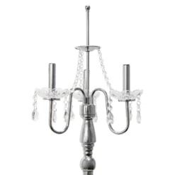 Romantic Cascading Crystal And Floor Lamp With Drum Shade Gray - Elegant Designs -Adesso Shop GUEST 1f78e686 7fea 4801 b146 4128813908b7