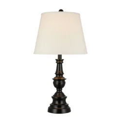 27" 3-Way Decorative Metal Table Lamp With Linen Shade (Includes LED Light Bulb) Black - Cresswell Lighting -Adesso Shop GUEST 20346fd4 cc78 408e 9464 b5548742425c