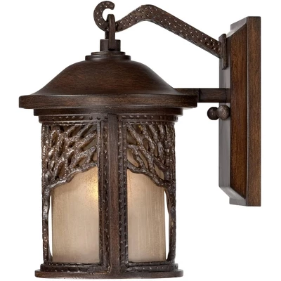 John Timberland Rustic Outdoor Wall Light Fixture Bronze 9 1/2" Tree Etched Glass Sconce For Exterior House Deck Patio Porch Lighting 6 John Timberland Rustic Outdoor Wall Light Fixture Bronze 9 1/2" Tree Etched Glass Sconce For Exterior House Deck Patio Porch Lighting - Image 4