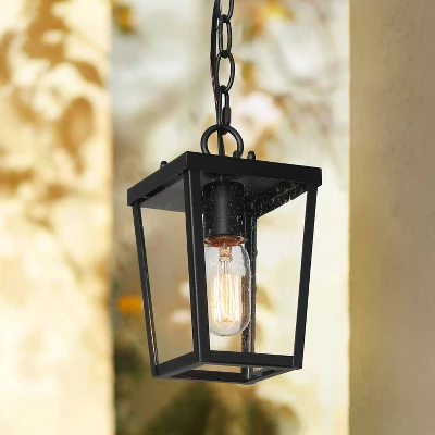 9" Metal/Seeded Glass Modern Outdoor Pendant Light Black - LNC 3 9" Metal/Seeded Glass Modern Outdoor Pendant Light Black - LNC