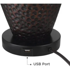 Franklin Iron Works Kaly Rustic Table Lamps With Square Risers 25" High Set Of 2 Oil Rubbed USB Charging Port Bronze Drum Shade For Living Room Desk -Adesso Shop GUEST 2139cc4d fb9e 4e2f b6ef 2255e14abe93